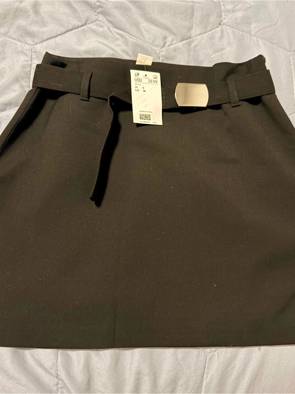 H&M Black Belted Mini Skirt